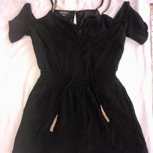 Bebe Black Romper with Gold Chain Detail - Small
